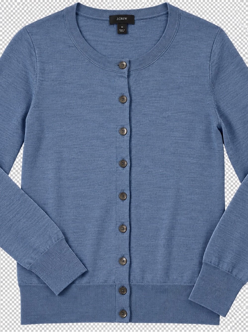 J. Crew 100% Merino Wool Dusty Blue Lightweight Button-Front Cardigan-Sz Medium - Picture 2 of 8